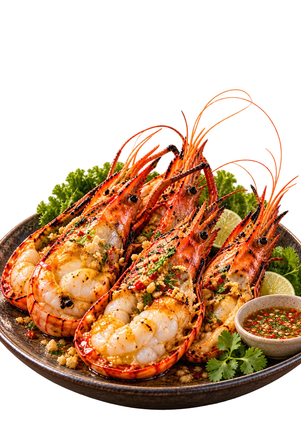 กุ้งแม่น้ำเผาตัวใหญ่